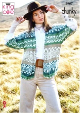 Knitting Pattern - King Cole 5907 - Nordic Chunky - Ladies Cardigan and Waistcoat